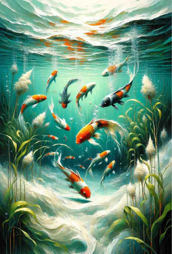 Serene Koi Ballet — art print