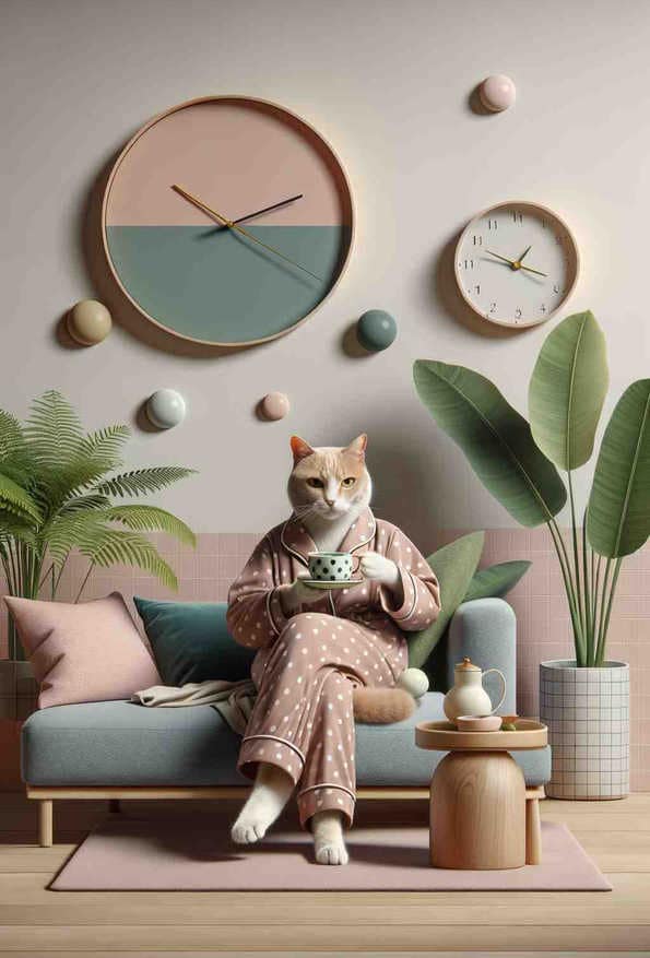 Whimsical Elegance: A Cats Tea Time — art print