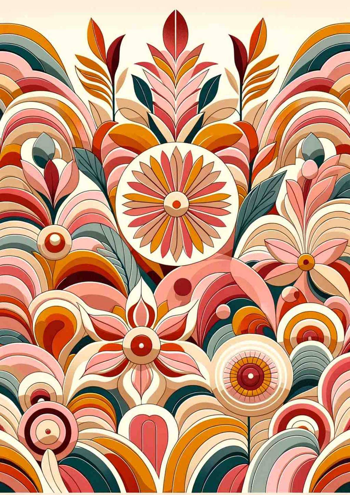Vibrant Mid-Century Floral Harmony — art print