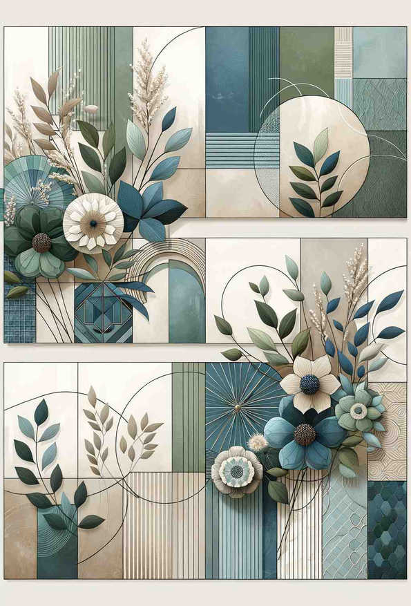 Abstract Geometry with Floral Elegance — art print