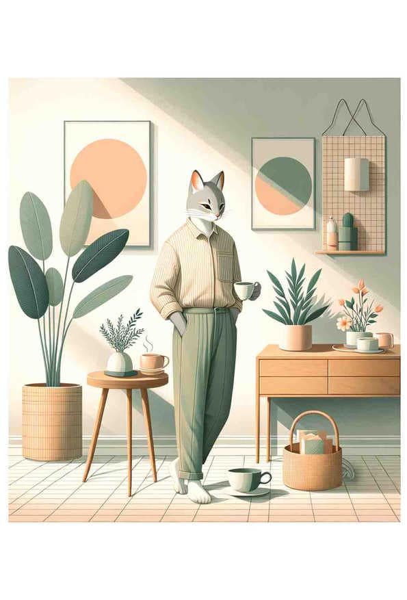 Chic Cats Tranquil Morning — art print