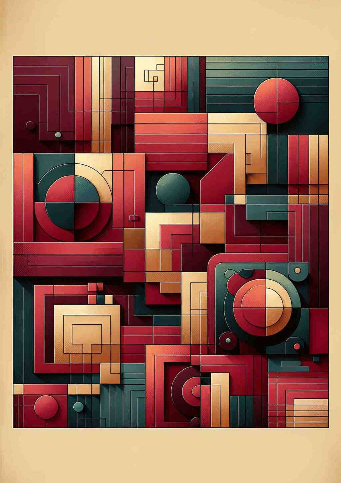 Urban Elegance: Geometric Harmony in Warm Tones — art print
