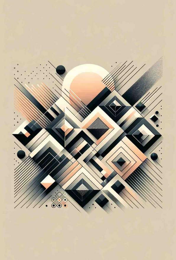 Monochrome Geometric Harmony — art print