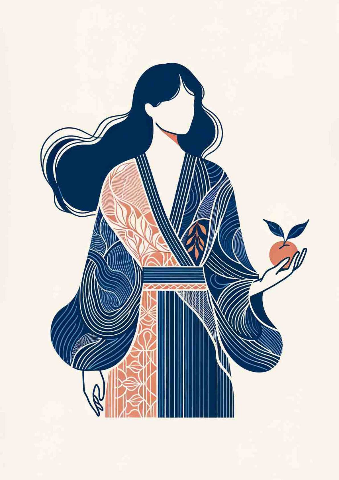 Modern Elegance: Figure with Fruit — art print