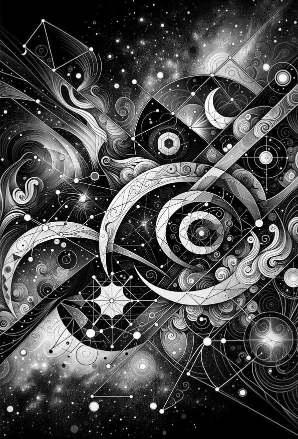 Cosmic Symphony in Gray — art print