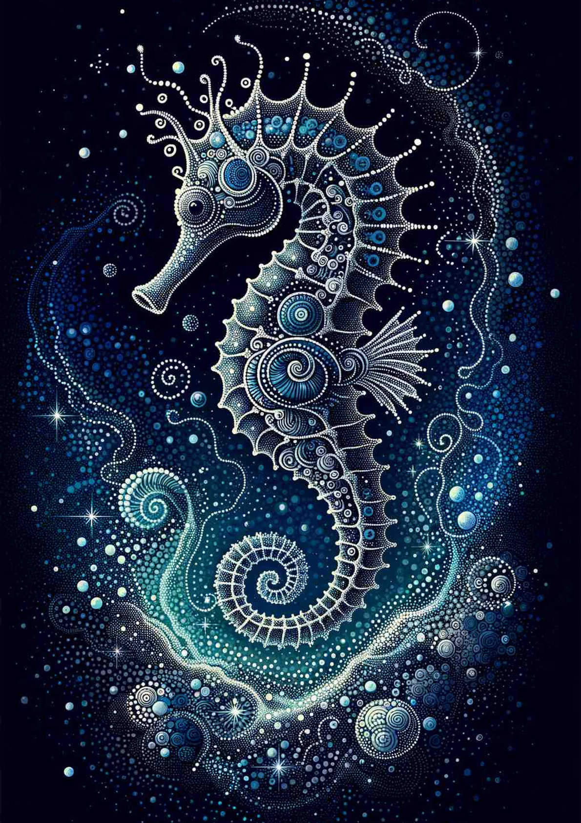 Celestial Seahorse Symphony — art print