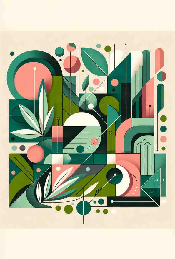 Botanical Harmony in Geometric Play — art print