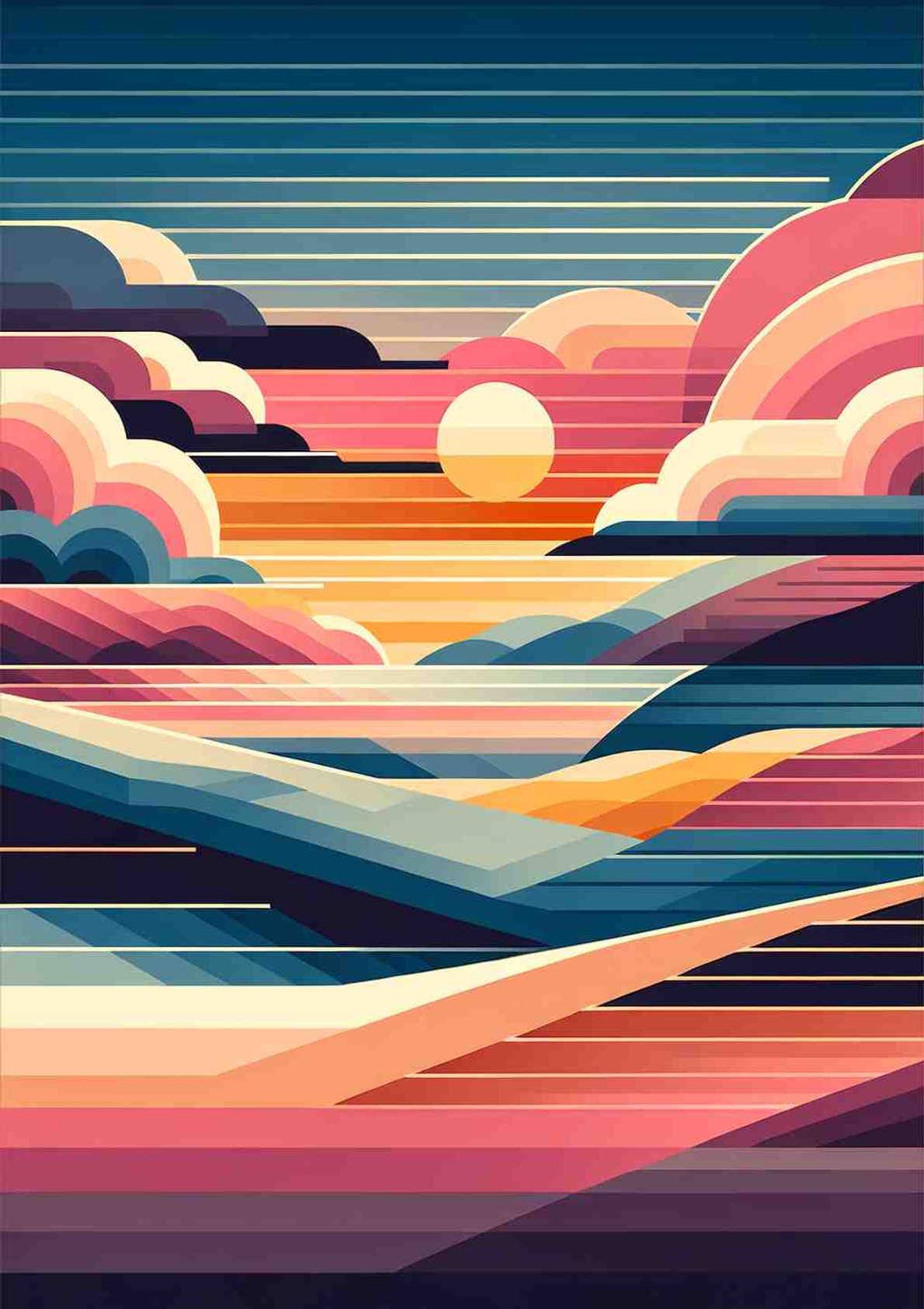 Geometric Sunset Dreamscape — art print