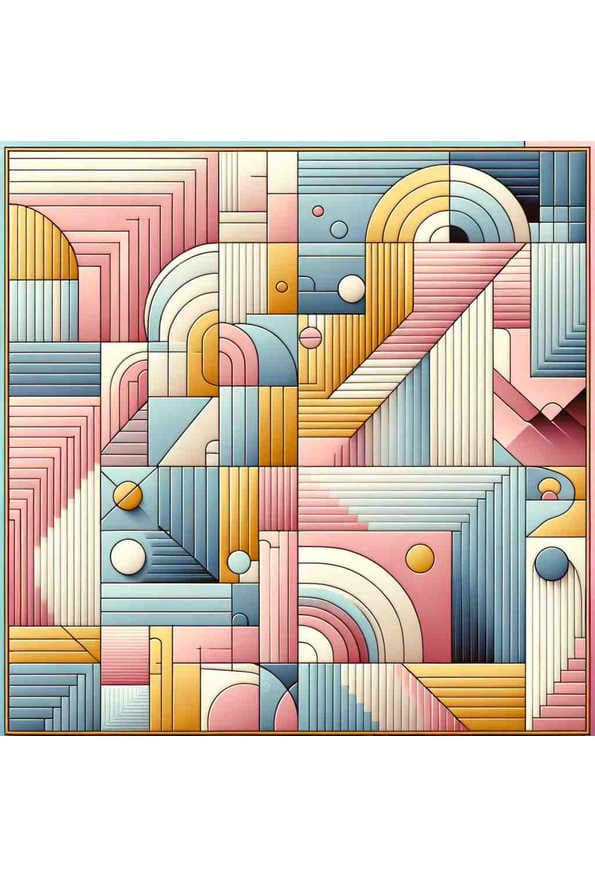 Pastel Geometry in Gold — art print