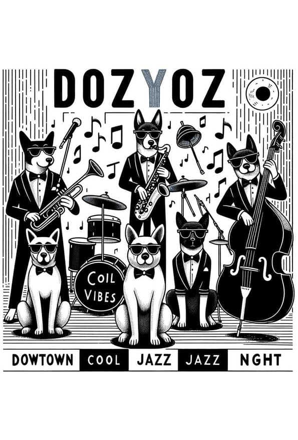 Cool Vibes: Downtown Jazz Dogs — art print