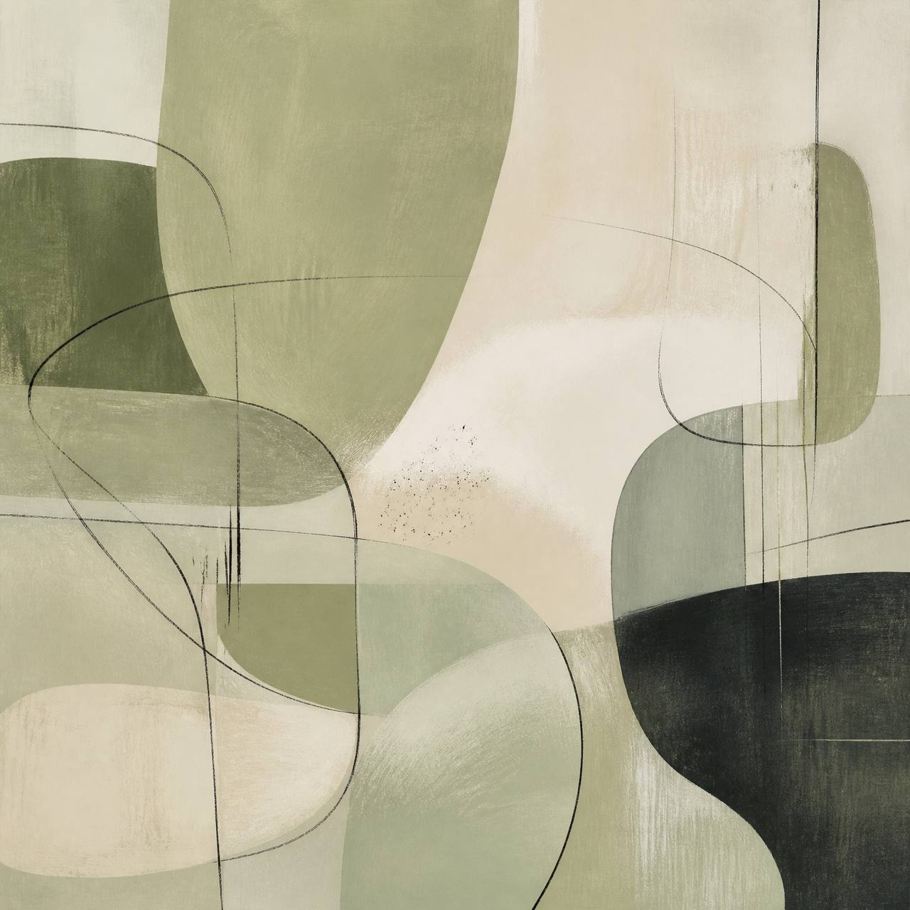 Calm Sage Abstract Art — art print