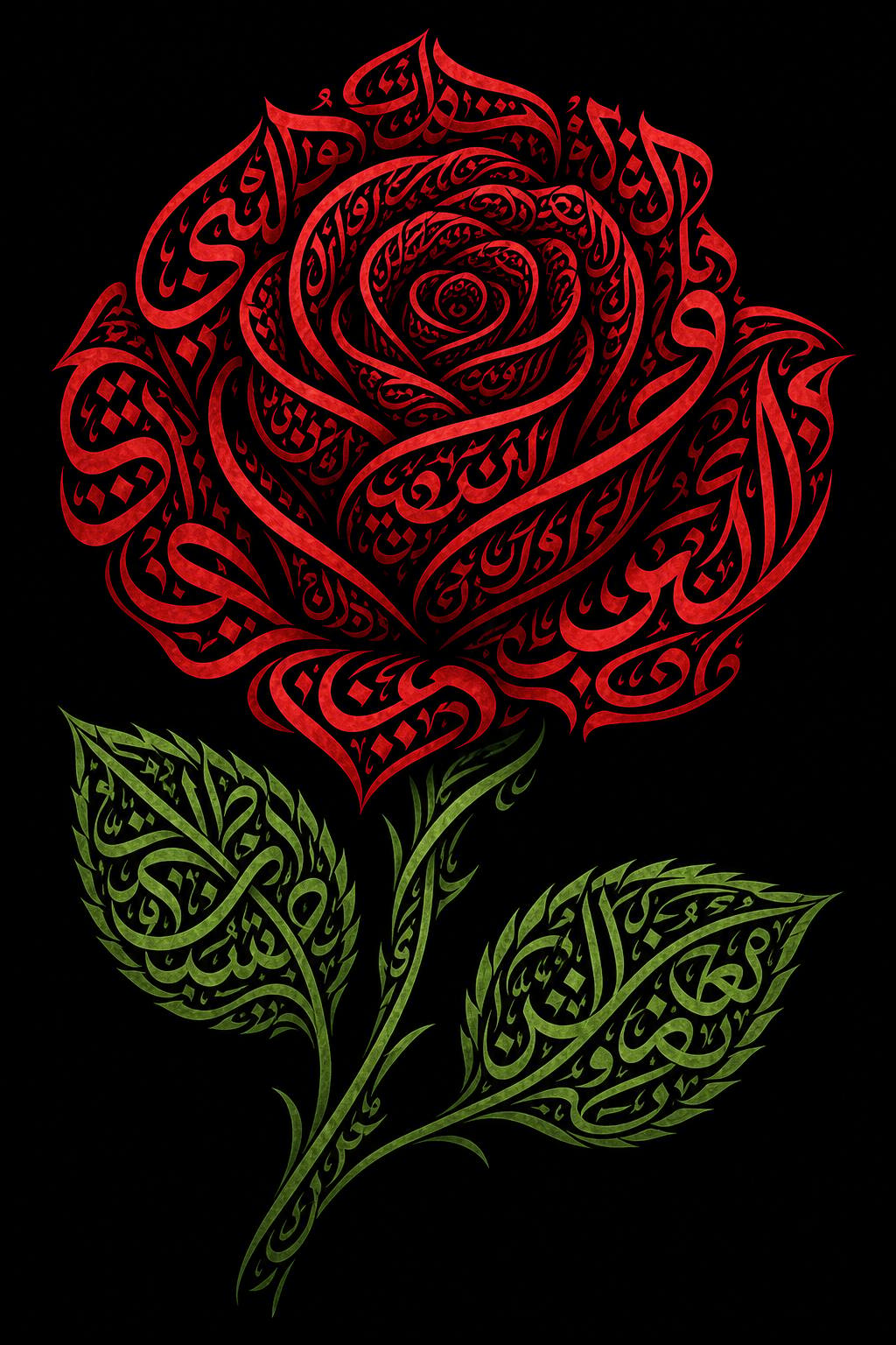Arabic Calligraphy Red Rose — art print