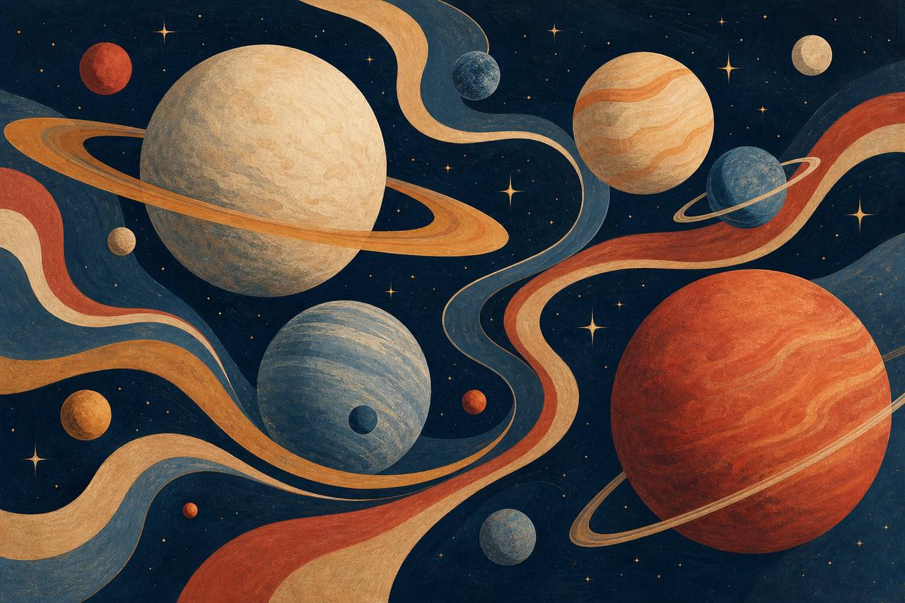 Retro-Futuristic Cosmic Panorama — art print