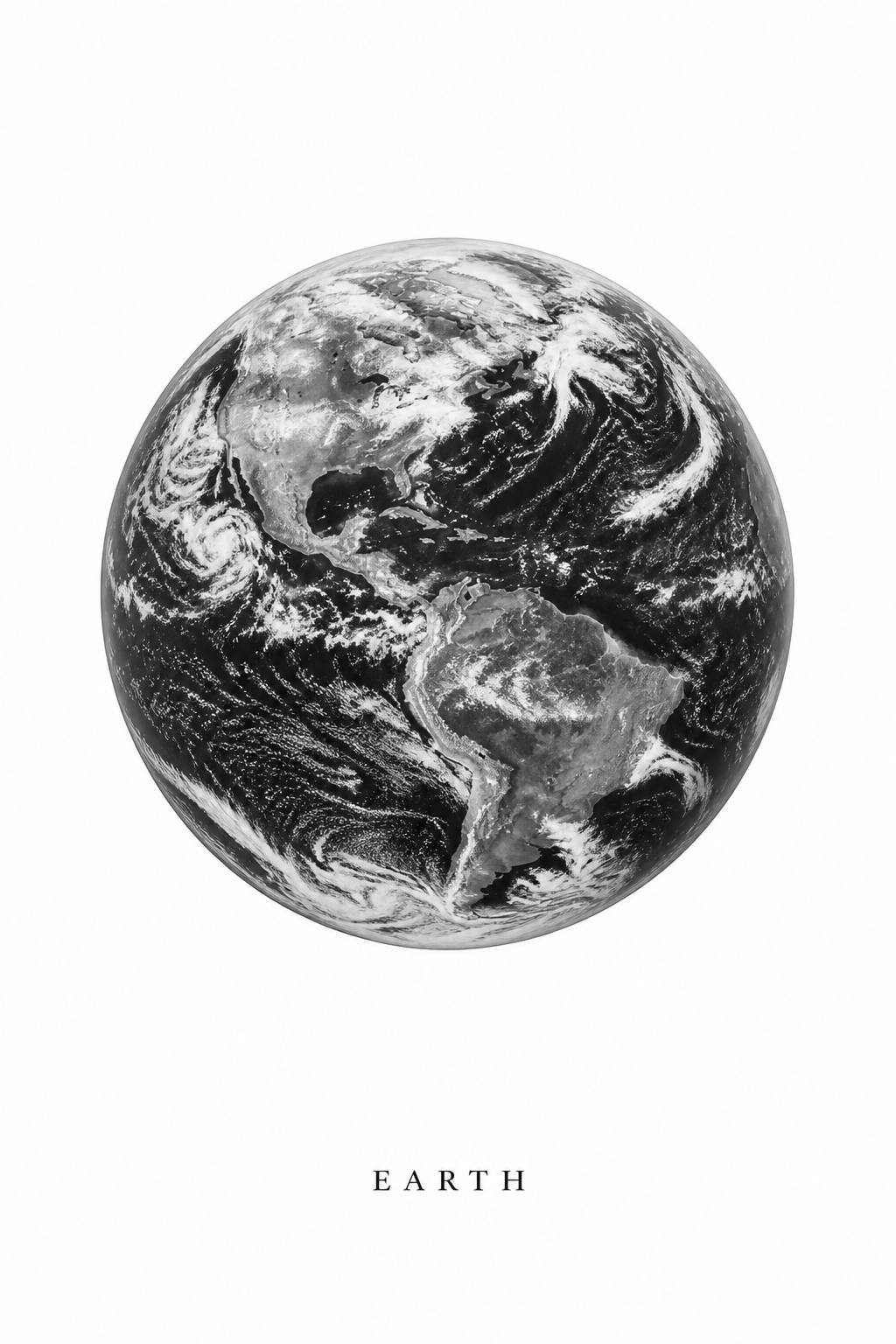 Minimal Monochrome Earth Poster — art print