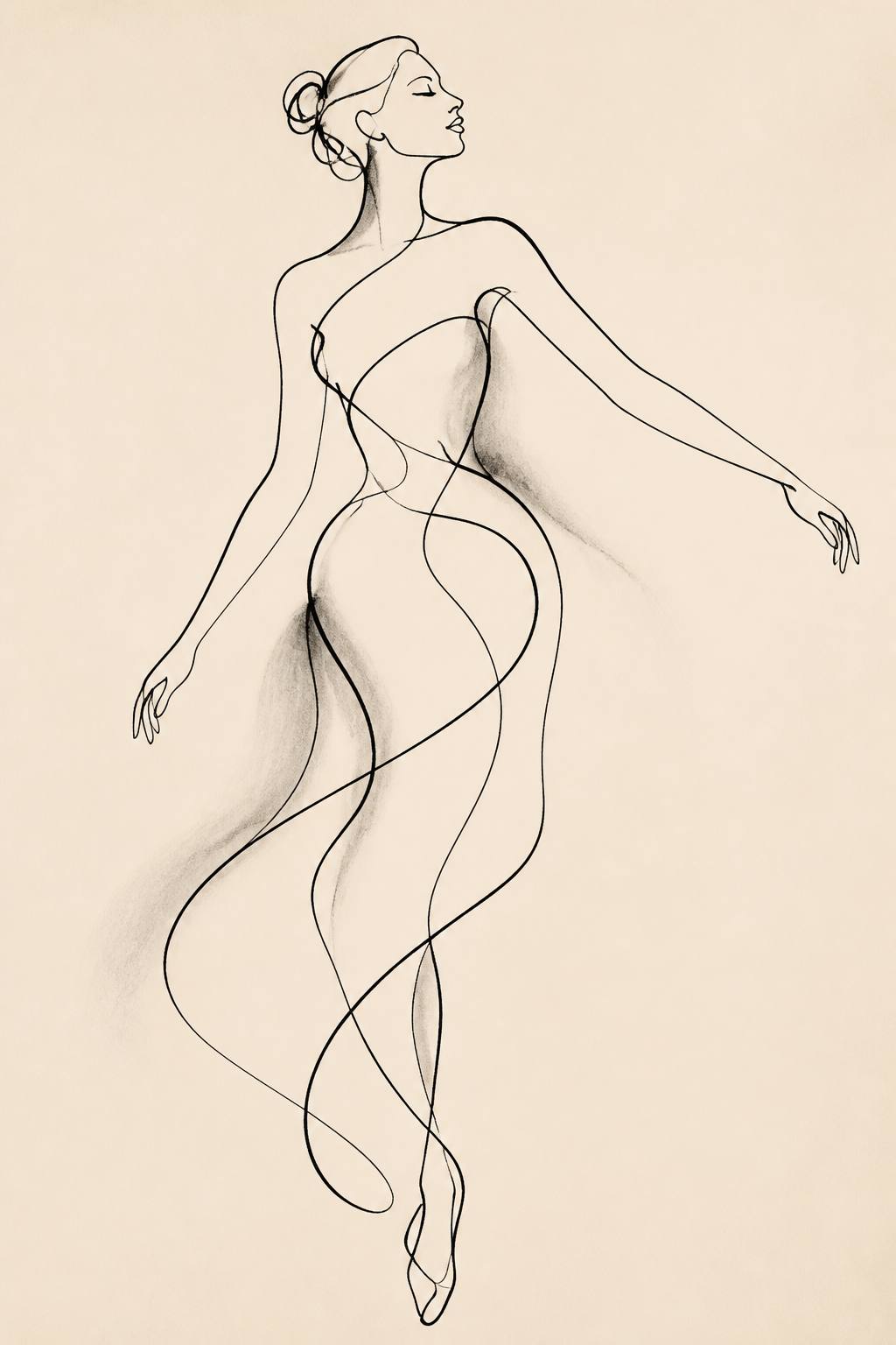 Elegant Single-Line Female Figure — art print
