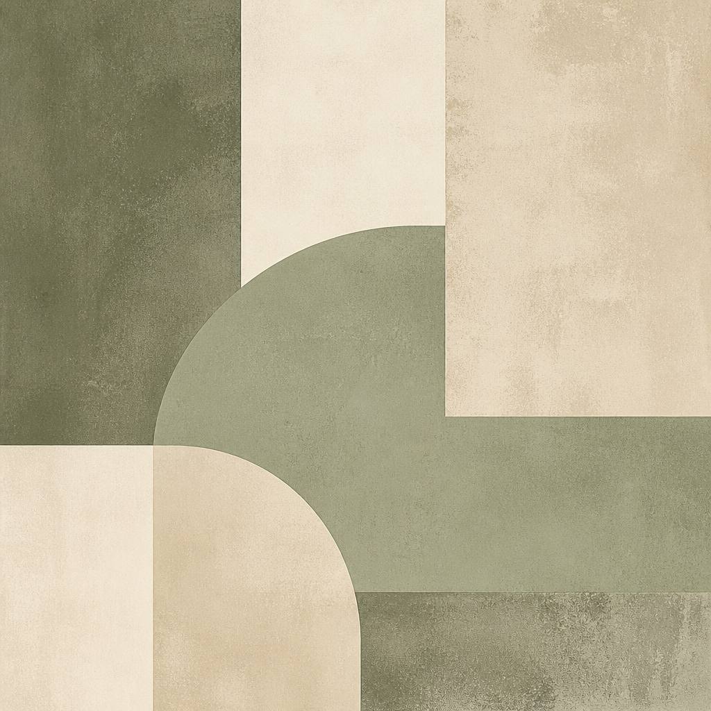 Minimal Sage Cream Blocks — art print