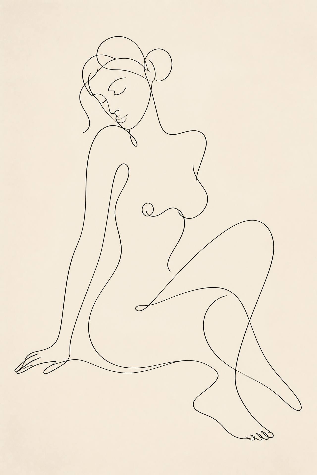 Minimalist Continuous-Line Female Figure — art print