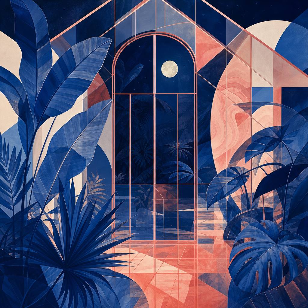 Midnight Greenhouse Geometric Print — art print