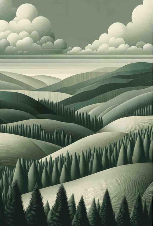Serene Monochrome Hills - Wall Art Print