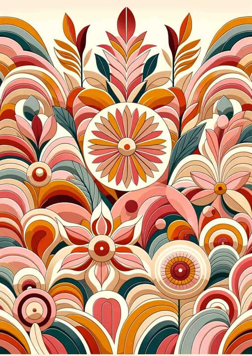 Vibrant Mid-Century Floral Harmony - Wall Art Print
