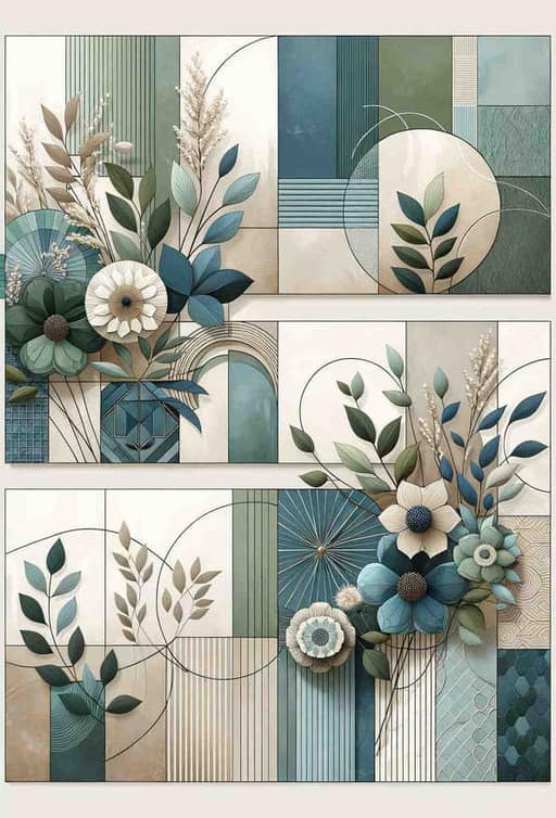 Abstract Geometry with Floral Elegance - Wall Art Print