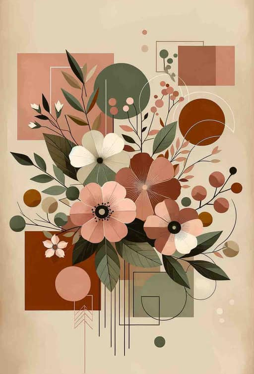 Geometric Blooms: A Tetradic Symphony - Wall Art Print