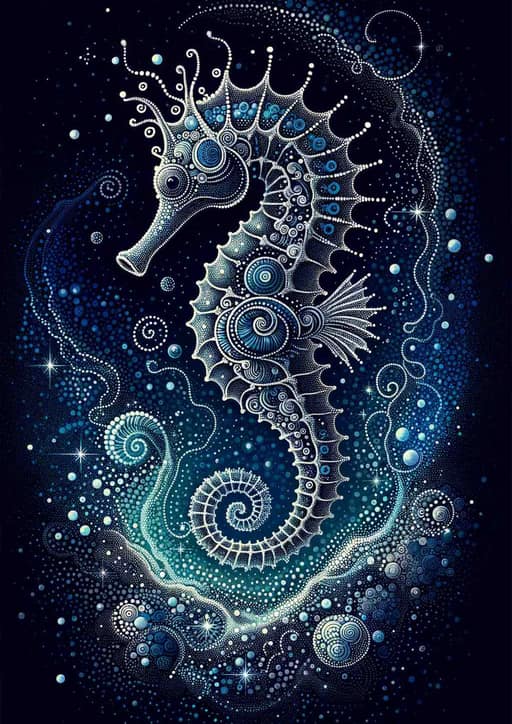Celestial Seahorse Symphony - Wall Art Print