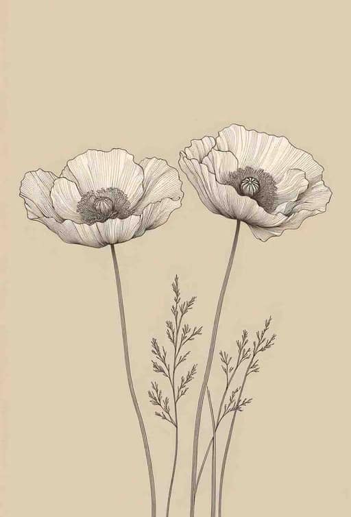 Botanical Ballet in Line Art - Wall Art Print