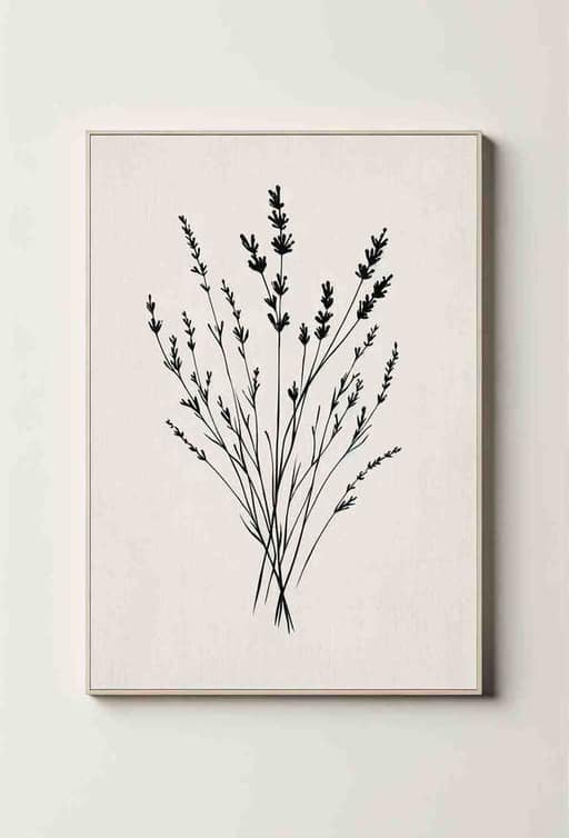 Elegance in Lavender: Minimalist French Botanical Art - Wall Art Print