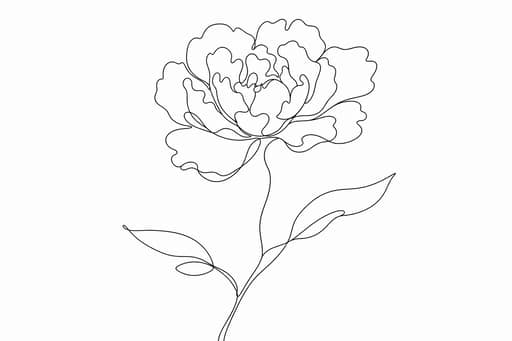 Minimalist Peony Line Art - Wall Art Print
