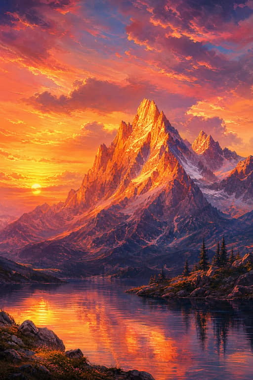 Sunset Mountain Landscape - Wall Art Print