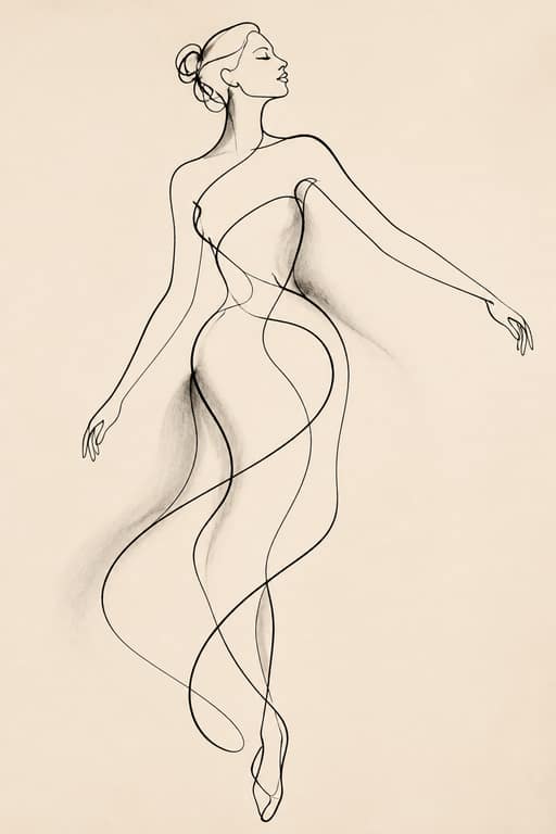 Elegant Single-Line Female Figure - Wall Art Print