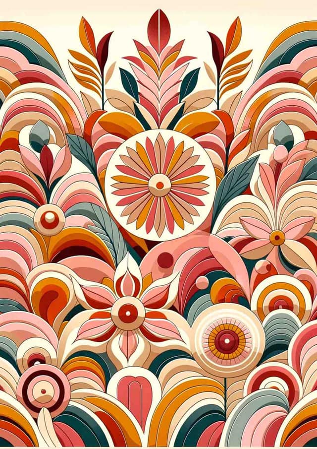 Vibrant Mid-Century Floral Harmony - Wall Art Print