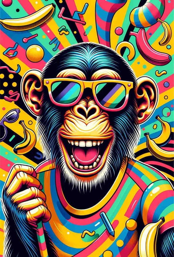 Funky Banana Groove Chimp - Wall Art Print