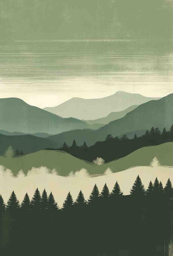 Serene Verdant Silhouettes - Wall Art Print