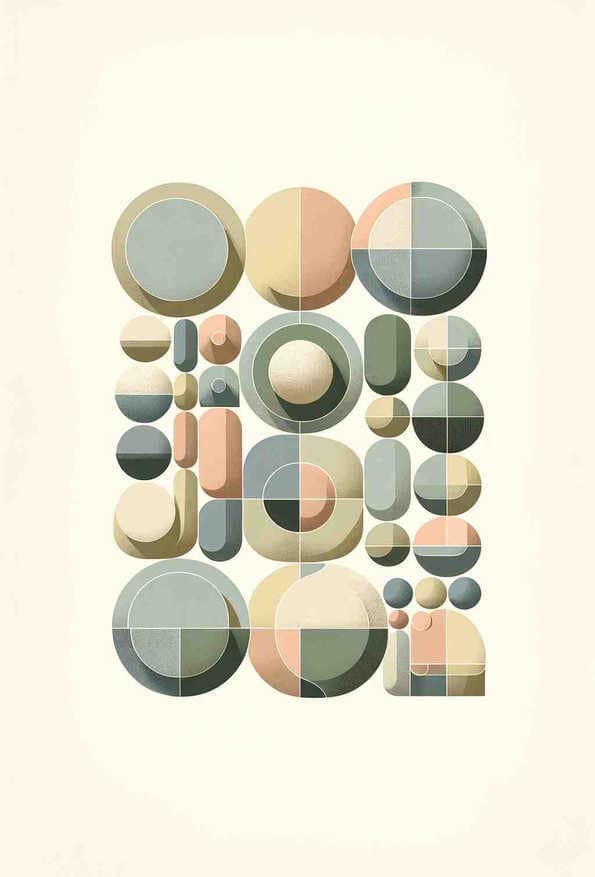 Muted Harmony: Vertical Geometry - Wall Art Print