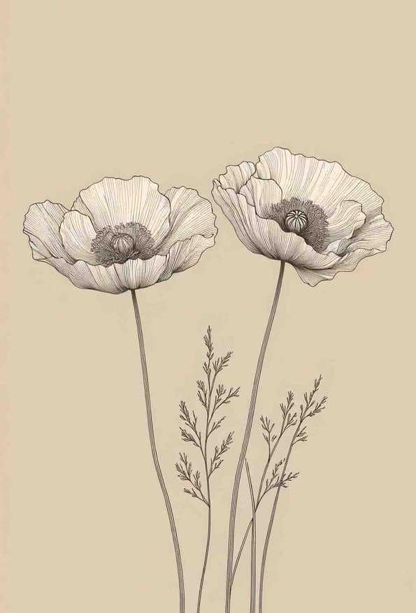 Botanical Ballet in Line Art - Wall Art Print