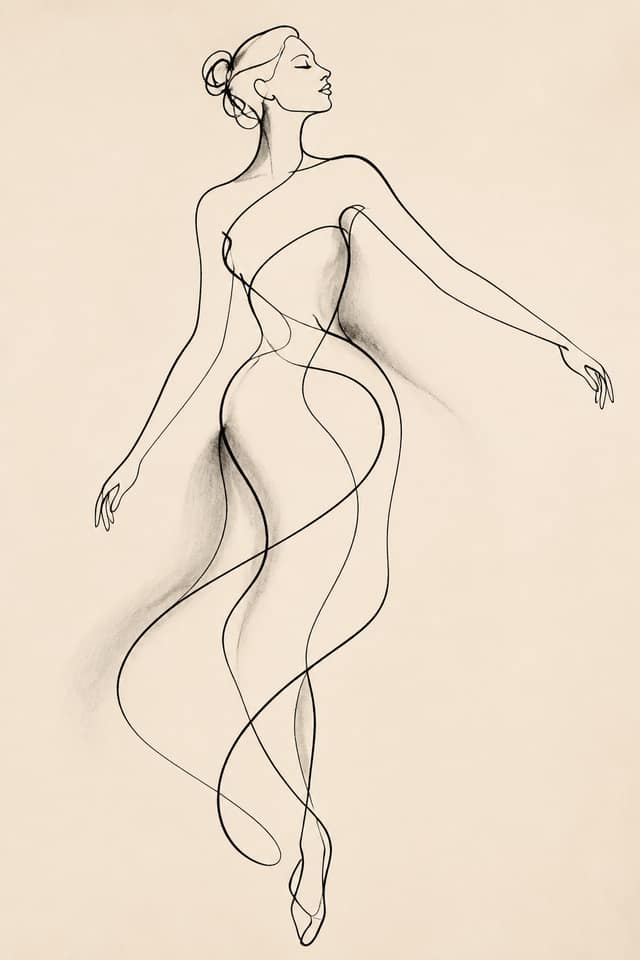 Elegant Single-Line Female Figure - Wall Art Print