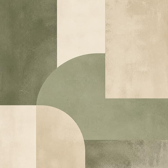 Minimal Sage Cream Blocks - Wall Art Print